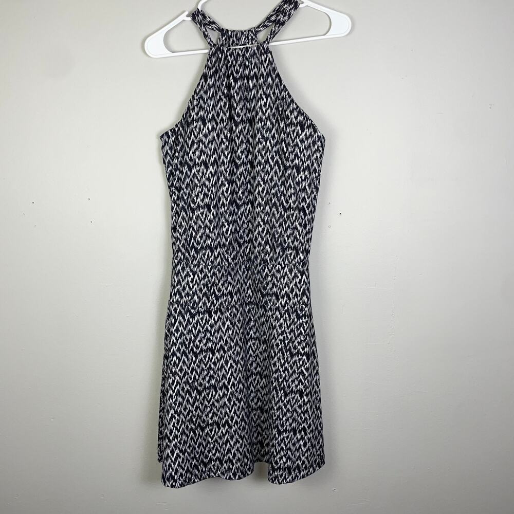 Prana Montezuma Halter Dress Black White Print Extra Small‎ New